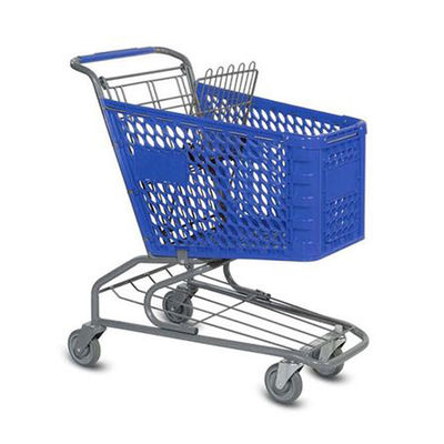 4 Wheels Plastic Shopping Trolley ﻿Supermarket Shopping Cart Portable Handcarts ﻿