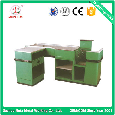Yellow Supermarket Checkout Counter With Conveyor Belt OEM