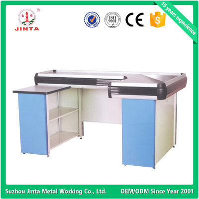 Yellow Supermarket Checkout Counter With Conveyor Belt OEM