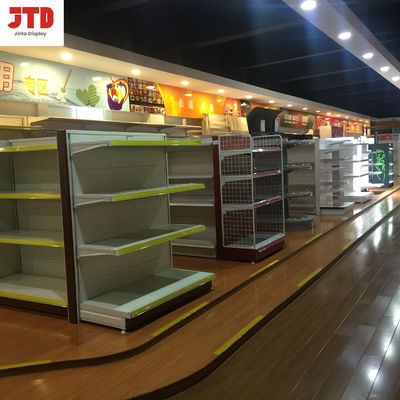4 Tiers Supermarket Display Shelving 1500mm Tall White Standing Shelf