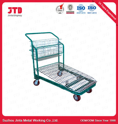 60L 2 Tier Cart On Wheels 5 Inch PU Wheels Chrome Plate