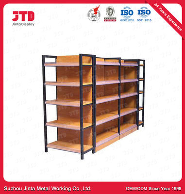 Steel Q195 Wooden Gondola Shelving 1200mm 1800mm 5 Tier Storage Shelf