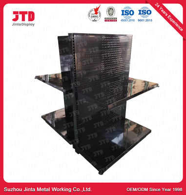 Stores Black 2 Tier Shelf Punched Back Panel Powder Coating Rack