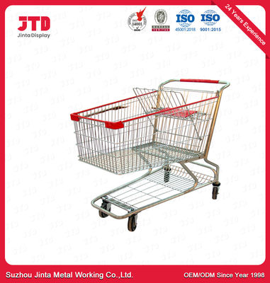 CE Metal Grocery Cart With Wheels Unfolding 150 Liter American Style