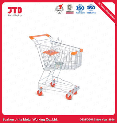 60L Metal Shopping Trolley 4in PVC Four Wheeled Trolley Cart