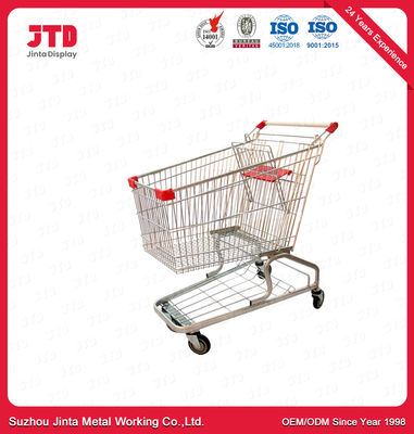 120L Metal Shopping Cart With Wheels 900mm Stainless Steel Shopping Trolley