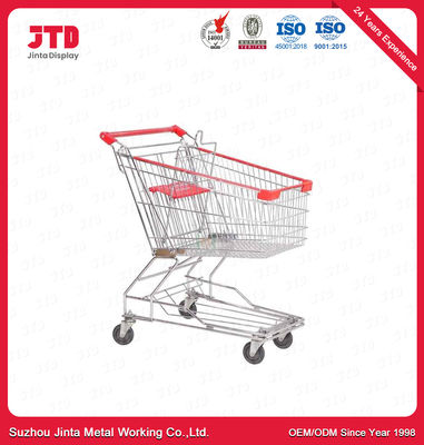 100L 4 Wheels Metal Shopping Trolley ODM Stainless Steel Shopping Cart