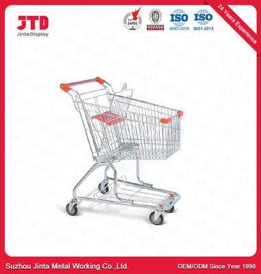 100L 4 Wheels Metal Shopping Trolley ODM Stainless Steel Shopping Cart