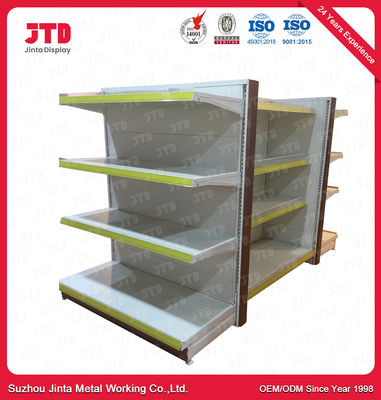 4 Tiers Supermarket Display Shelving 1500mm Tall White Standing Shelf