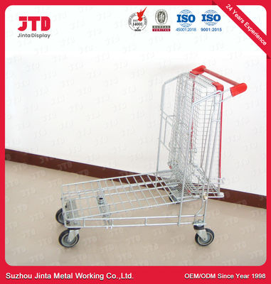 5 Inch PU Wheels Metal Shopping Trolleys 240L Heavy Duty Cargo Trolley