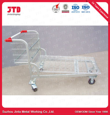 5 Inch PU Wheels Metal Shopping Trolleys 240L Heavy Duty Cargo Trolley