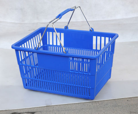 Shopping Mall Plastic Trolley Basket with 2 Handles 28L