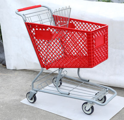 125L Plastic Trolley Basket On Wheels ODM Four Wheel Shopping Cart