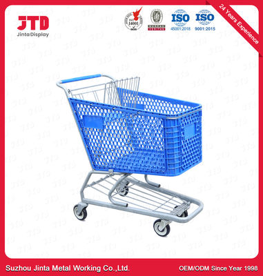 100L Heavy Duty Shopping Trolley Chrome Plated Blue Grocery Cart