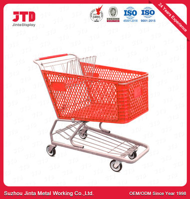 180L Plastic Trolley Basket ISO9001 Grocery Shopping Cart With Wheels