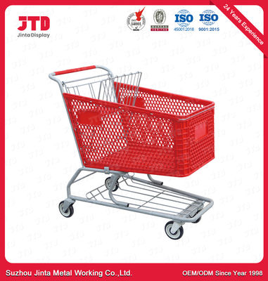125L Plastic Trolley Basket On Wheels ODM Four Wheel Shopping Cart