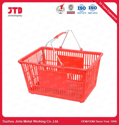 Shopping Mall Plastic Trolley Basket with 2 Handles 28L