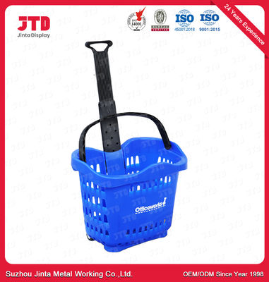 55L Plastic Shopping Basket With Handles OEM Unfolding