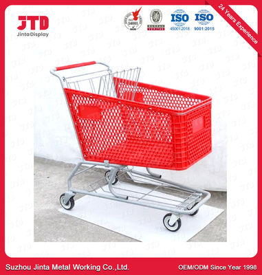 Red 150kg Metal Shopping Trolley With Basket 240 Liter
