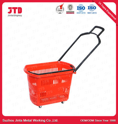Blue Plastic Shopping Trolley Baskets 60L Supermarket Basket With Wheels