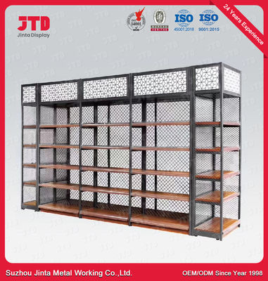 2400mm Black Metal And Wood Shelving Unit ODM 4 Layer Storage Rack