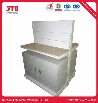 ISO9001 Wood And Metal 3 Tier Shelf ODM 1200mm White Retail Shelves