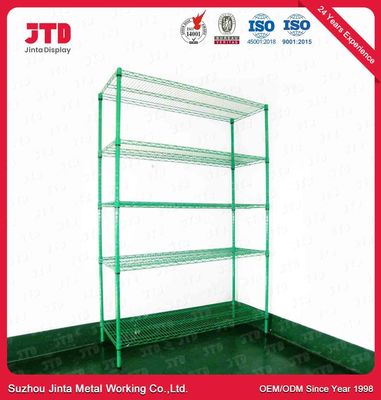 150kgs Wire Display Shelving Green 5 Layer Boltless Rack