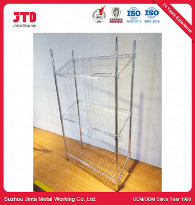 1200mm 450mm Wire Display Shelving ODM 4 Layer Stainless Steel Rack