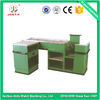 Green Supermarket Checkout Counters ODM Cash Register With Conveyor Belt