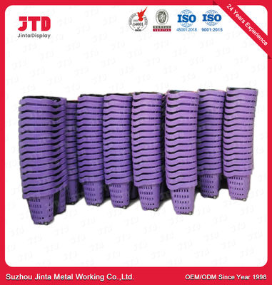52L Plastic Shopping Basket With Handles Color Purple
