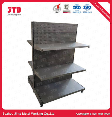 3 Layers Double Sided Supermarket Display Shelving Gray Q195 Steel