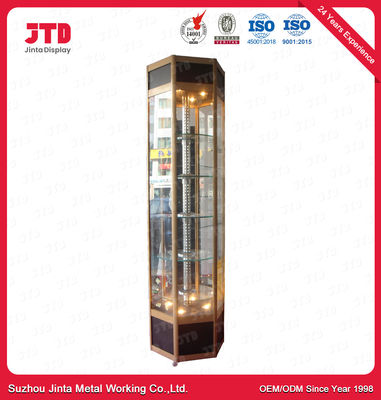 Lighting Display Supermarket Shelving Glasses Cabinet In Showroom