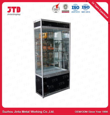 Lighting Display Supermarket Shelving Glasses Cabinet In Showroom