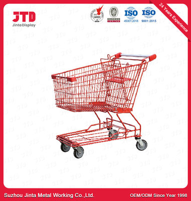 Supermarket Metal Shopping Trolley Surface With Customized Logo