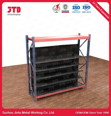 4 Layer Supermarket Display Shelving Perforated Back Panel With Hooks