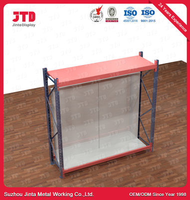 4 Layer Supermarket Display Shelving Perforated Back Panel With Hooks