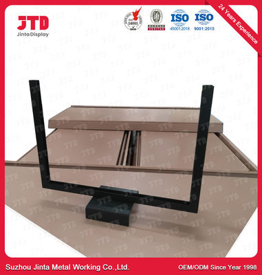 OEM Metal Shelf Shop Display Shelving Round Hole Back Panel  Wood Frame Supermarket Display Shelving