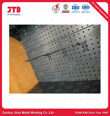 OEM Metal Shelf Shop Display Shelving Round Hole Back Panel  Wood Frame Supermarket Display Shelving