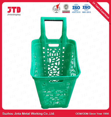 Rolling Plastic Shopping Baskets With Wheels 65L Large Capacity