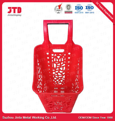 Rolling Plastic Shopping Baskets With Wheels 65L Large Capacity