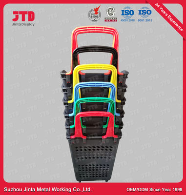 60L Plastic Shopping Trolley Baskets Red Blue Green