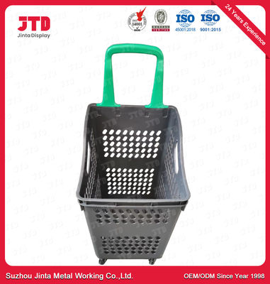 60L Plastic Shopping Trolley Baskets Red Blue Green