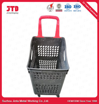 60L Plastic Shopping Trolley Baskets Red Blue Green