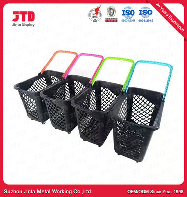 Four Wheels 65L HDPP Plastic Trolley Basket Unfolding
