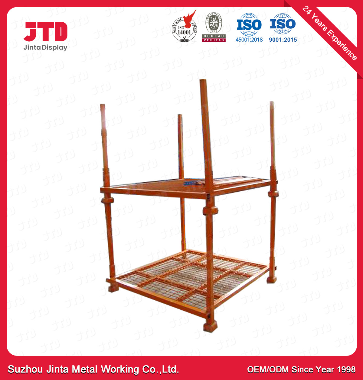 1 Ton Warehouse Metal Racks Disassemble 900mm Square Shape