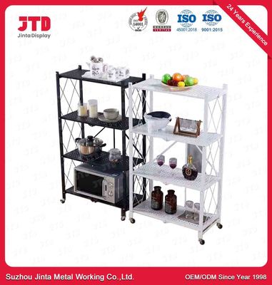 1.8m 3 Tier Wire Rack Display 180kgs Black Wire Shelving With Wheels